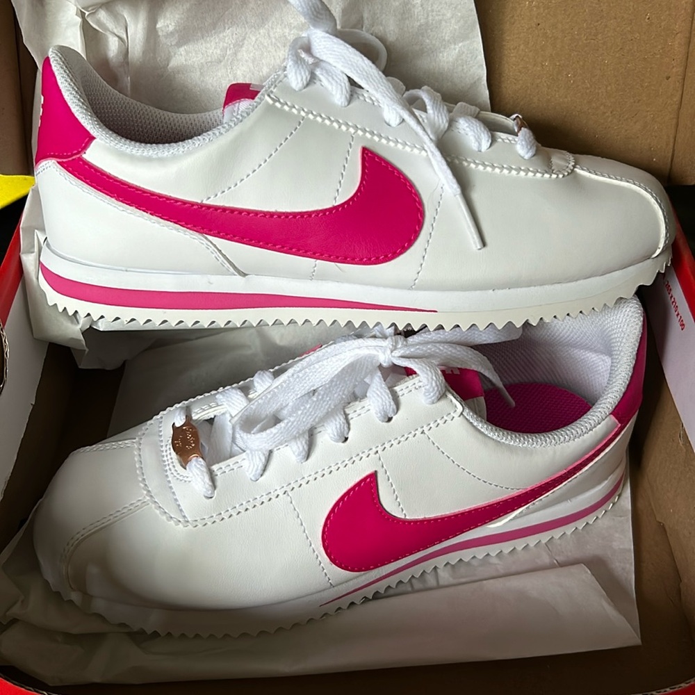 Nike Kids White & Hot Pink Sneakers